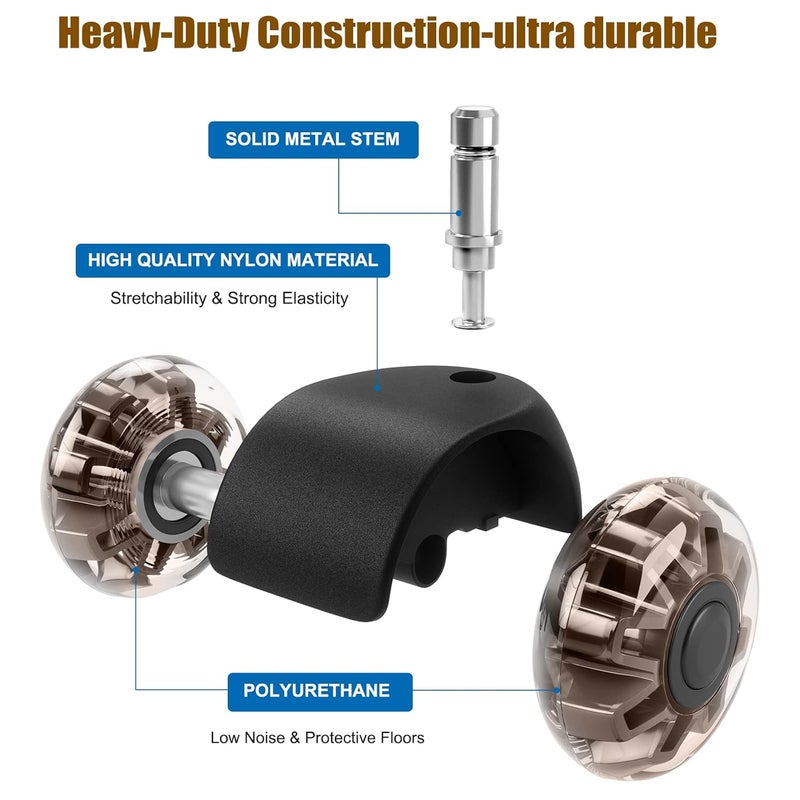 Omyoffice Office Chair Caster Wheels (Set of 5),Heavy-Duty Chair Wheels Support 2200lbs,Mute Rubber Chair Casters for Hardwood Floors and Carpet,2 Inch Universal Fit (Brown) - Image 3